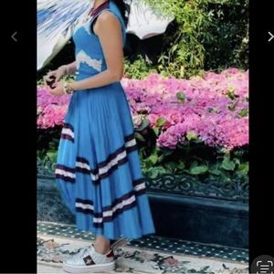 VALENTINO 2 pc. pleated skirt tech jersey drawstring midi lace bodysuit